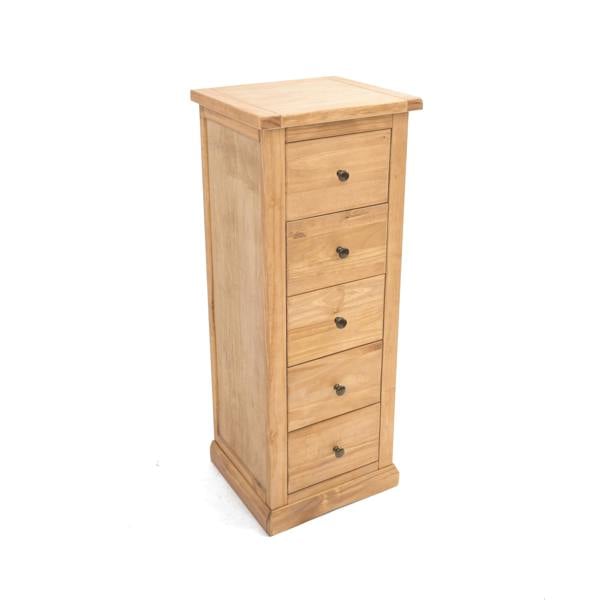 Cabinet Bits Lucca 5 Drawer Narrow Chest of Drawers Brass Knob
