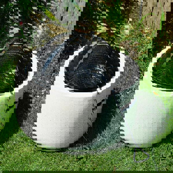 Gr8 Garden Cream 18 Inch Round MgO Fire Pit Barbecue Grill BBQ Bowl Camping Heater Burner