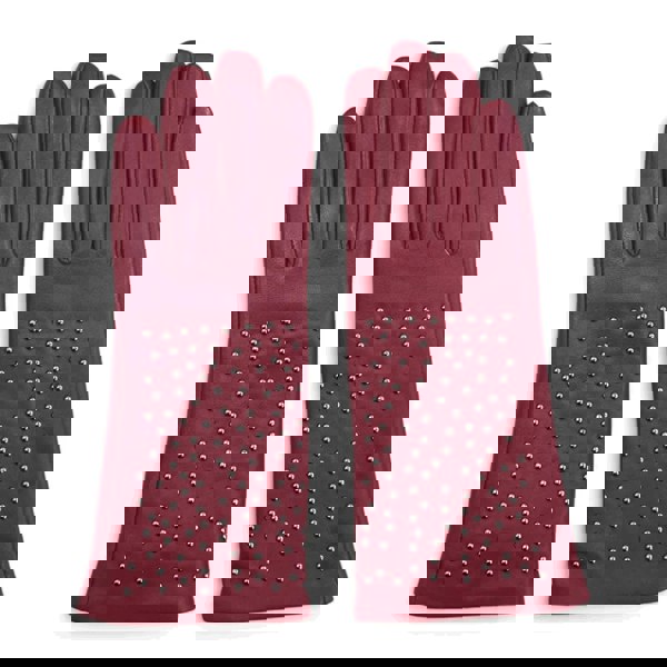 Infinity Leather Women’s Leather Studded Wool Lining Fashion Gloves