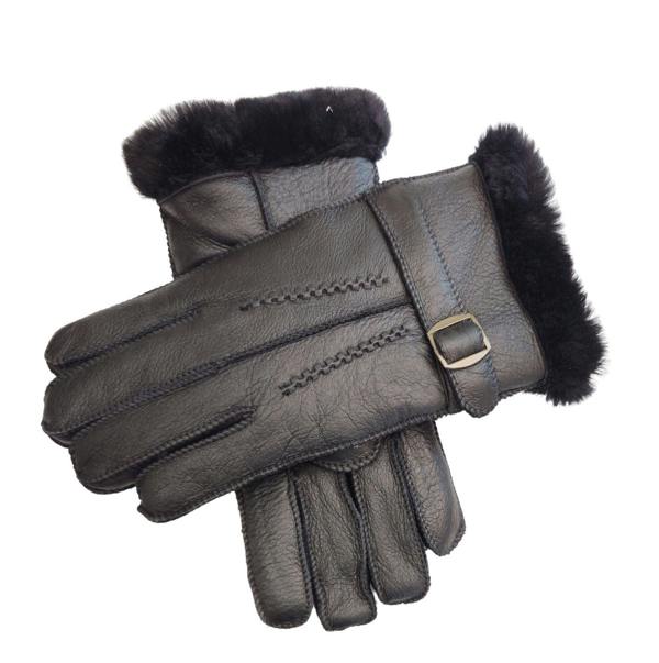 Infinity Leather Mens Luxury Sheepskin Leather Gloves With Buckle