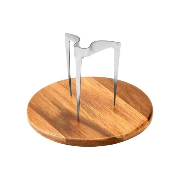 Lurch Burger Skewer 18/8 Stainless Steel with Wooden Plate 20cm Diameter