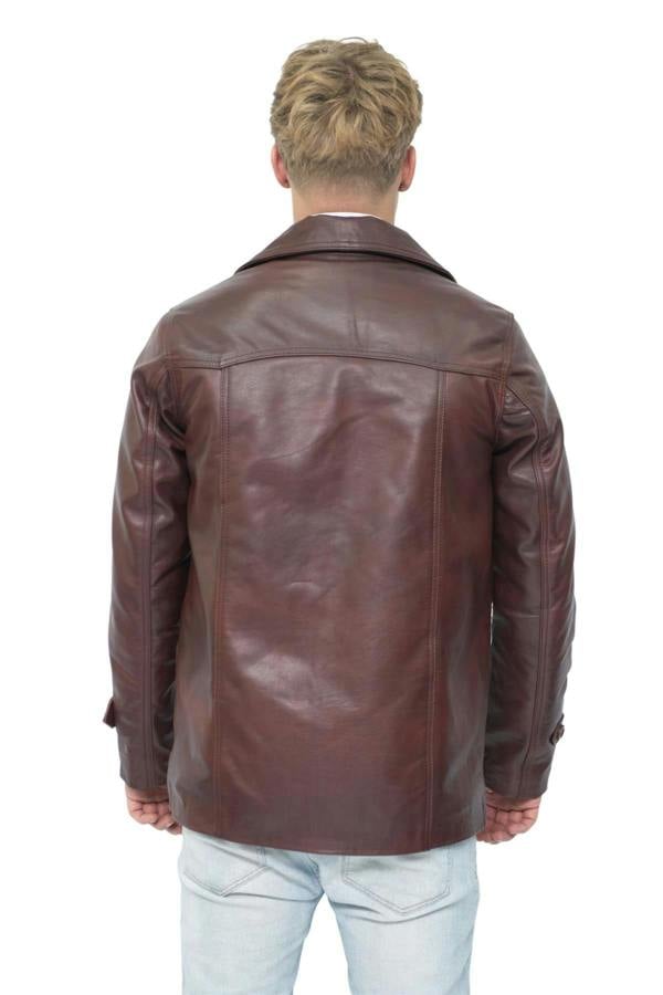 Infinity Leather Men’s Brown Vintage Trench Style Leather Coat-Macau