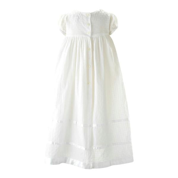 Rachel Riley Long Christening Smocked Dress & Bonnet