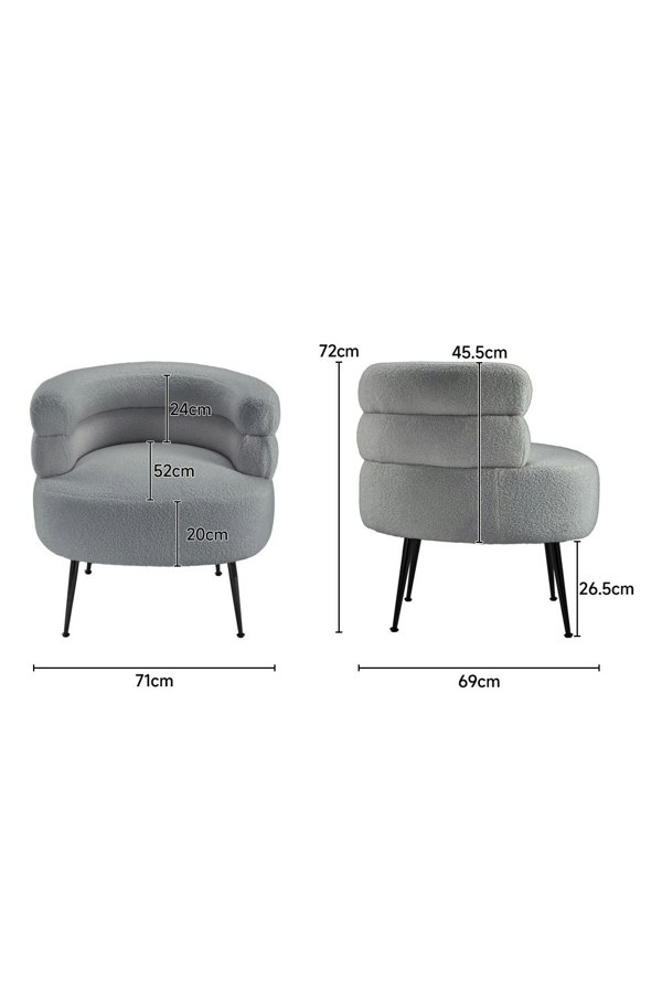 Living and Home Grey Curved Upholstered Single Sofa Accent Chair