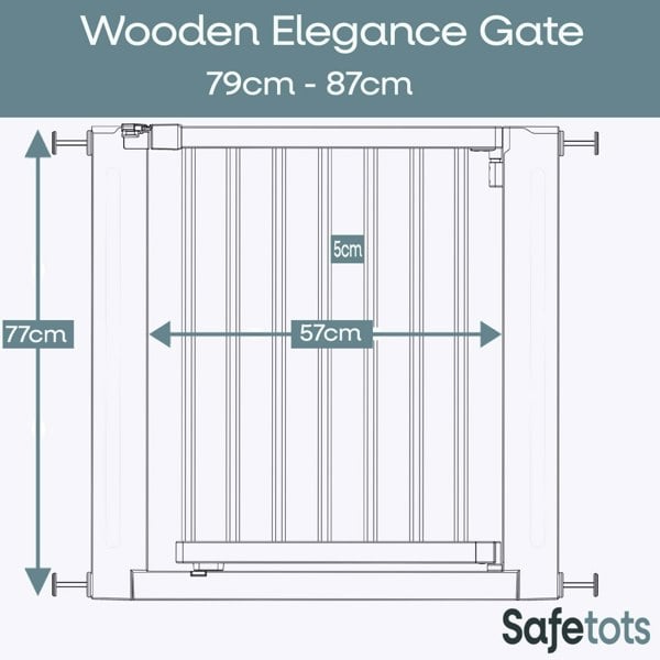 Bettacare Wooden Elegance Dog Gate, White, 79cm - 87cm, Pressure Fit Pet Gate, 57cm Extra Wide Doorway, Easy Installation