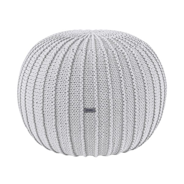 Knitted pouffe, Medium | LIGHT GREY - Zuri House