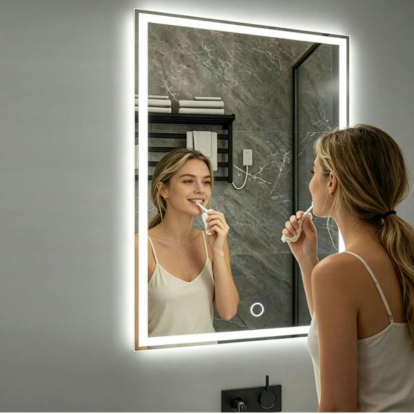 Gr8 Home LED Bathroom Mirror 60 x 90cm Anti Fog Touch Sensor Dimmable Wall Mounted Smart Mirror