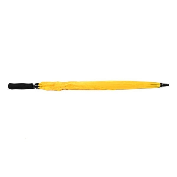 Yellow Plain Cheap Golf Umbrella UK Flat Lay Closed