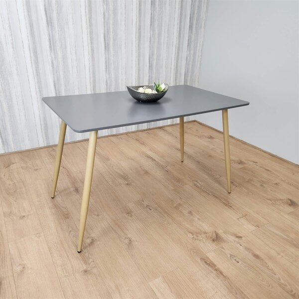 Kosy Koala Modern Rectangle Dark Grey Dining Table Set With 4 Grey Velvet Chairs Dining Room Furniture