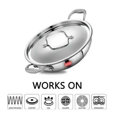 AVIAS TRIPLY KADAI WITH SS LID - 22CM (2L)