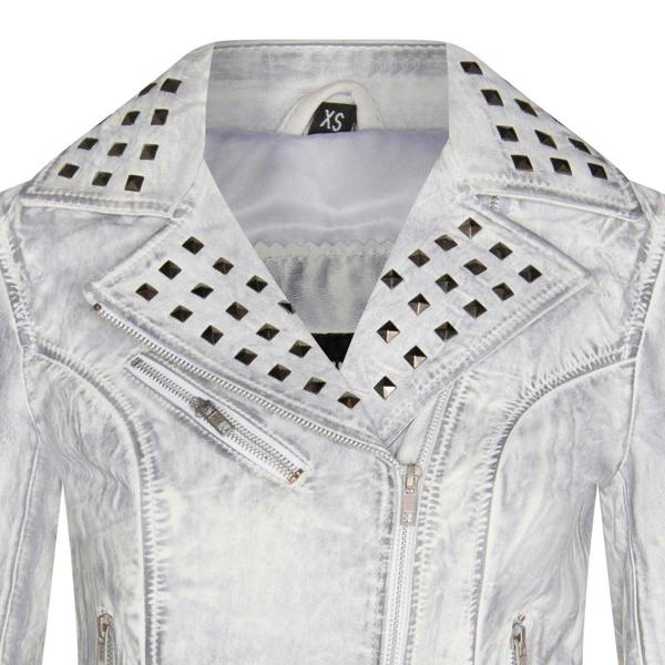 Womens Stud Goth Biker Leather Jacket-St. Albans - Upperclass Fashions 