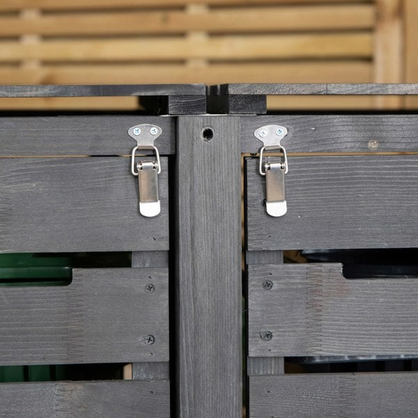 Samuel Alexander 1.43m x 1.16m Outdoor Wooden Garden Double Wheelie Bin Store Storage for 2 Bins in Anthracite