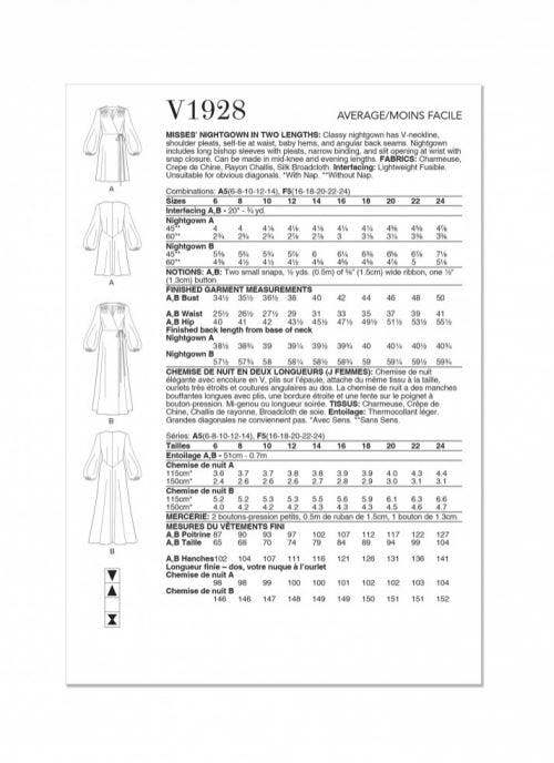 Vogue Sewing Pattern 1928, Dresses for Women, A5 (6-8-10-12-14) - Intermediate