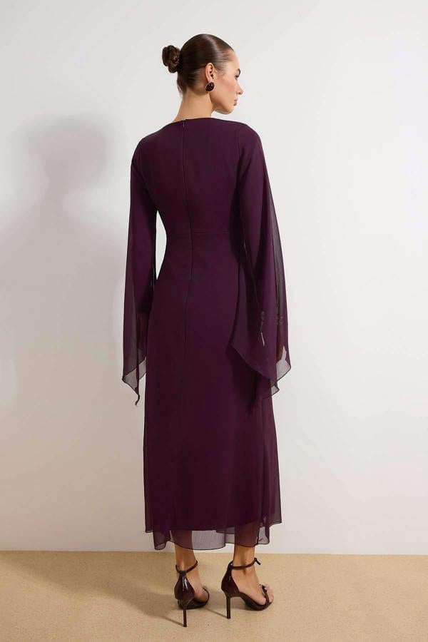 Princess Sleeve Boat Neck Maxi Dress