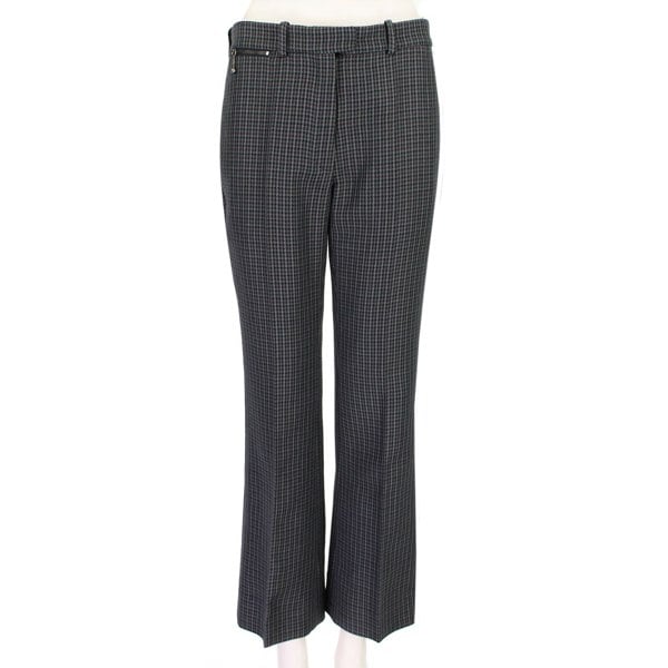 Nina Ricci black grey and claret houndstooth pattern trousers in a wool tweed fabric