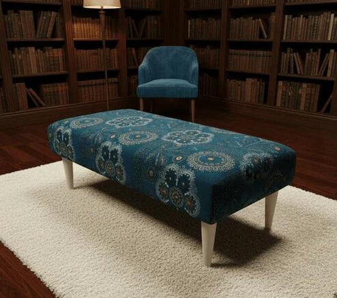 ISTOOLS Premium Loop Floral Green Pattern Footstool – Versatile Ottoman Bench & Coffee Table - 36 x 24 Inches (92 x 61cm)