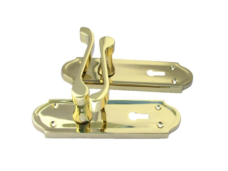 EDH Door Hardware Askworth Brass Plate Internal Lock Door Handles+ 3 Lever Mortice Sash Lock-170mm
