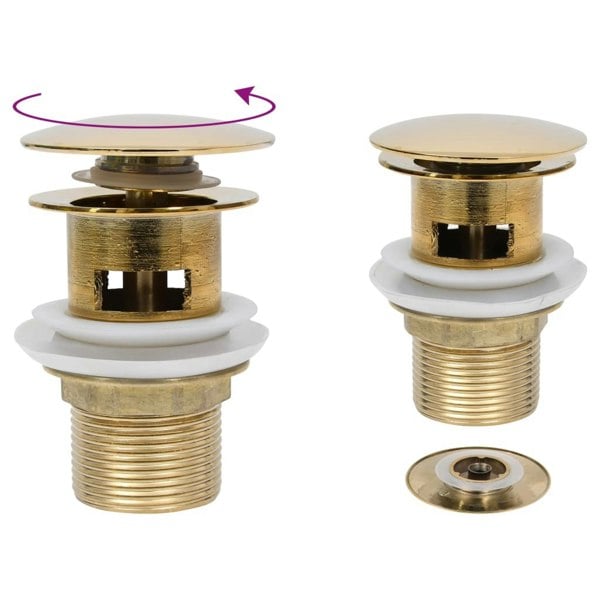 Berkfield Push Drain with Overflow Function Gold 6.4x6.4x9.1 cm