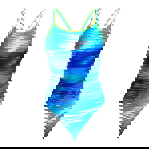 Funkita Sea Breeze Diamond Back swimsuit in blue green watercolor eco C-Infinity fabric