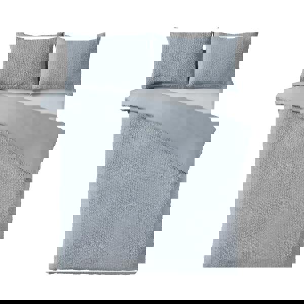 Catherine Lansfield Crinkle Seersucker Duvet Cover Set Blue