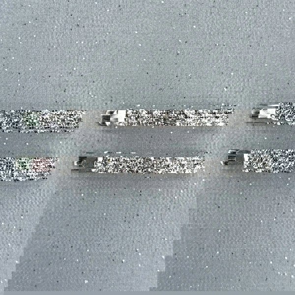 Small diamante hair slides, silver hair slides
