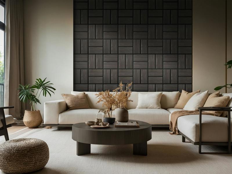 Fuse Acoustic Wooden Parquet Wall Panel in Charcoal Oak
