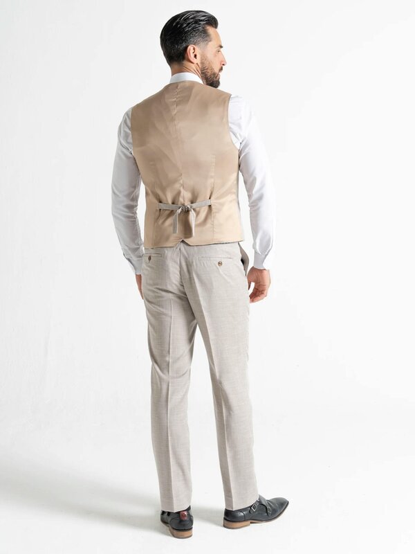 V2 Classic Kensignton Three Piece Suit - Cream with Light Brown Checks