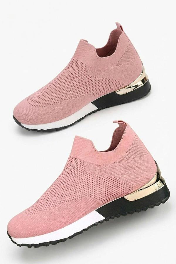 Jessi Slip On Sock Wedge Trainers - Pink_wb
