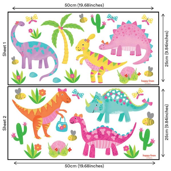 Daisy Dino Wall Stickers - Happy Linen Company