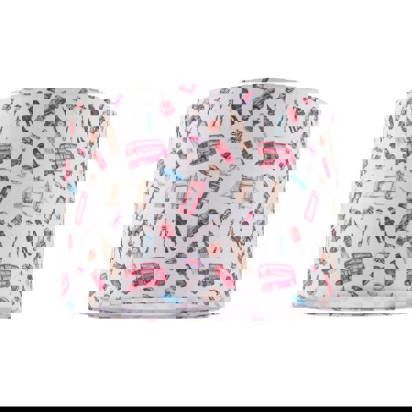 London Themed Cotton Lamp Shade with Red Buses Post Boxes Black Taxis Image 1