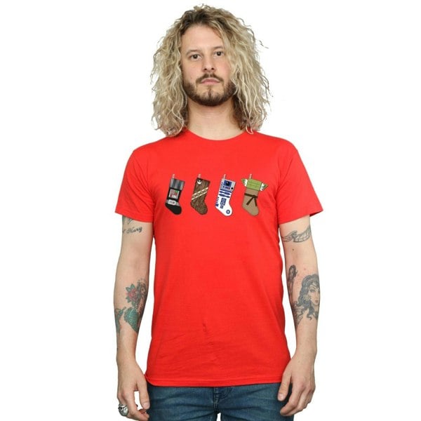 Star Wars Mens Christmas Stockings T-Shirt - Red