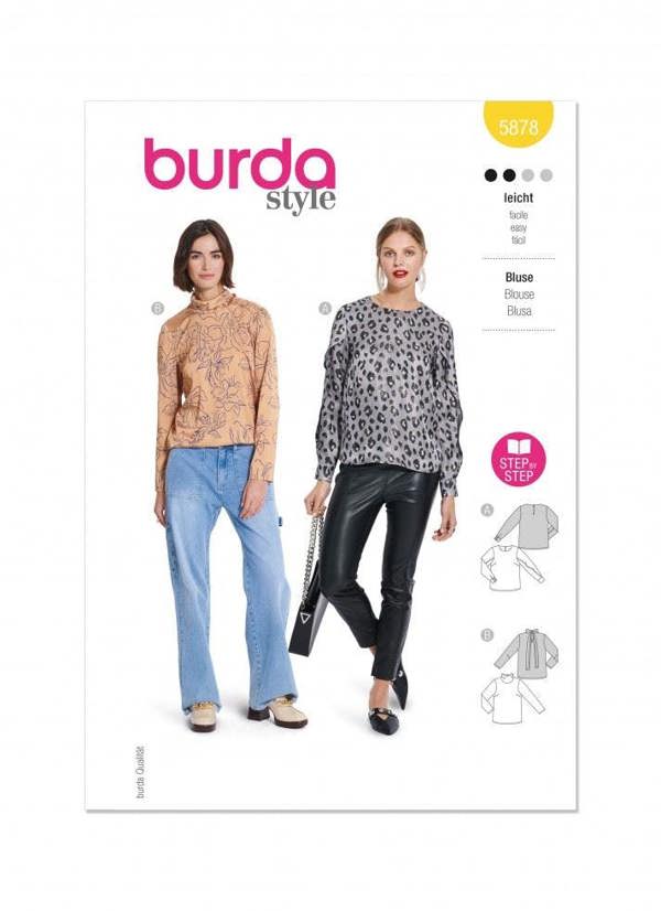 Burda Sewing Pattern 5878 Tops For Women, 8-18 (34-44) - Easy