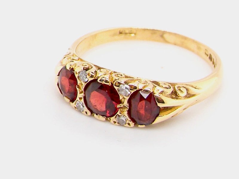 Vintage Tom An 18 carat gold Victorian style garnet dress ring