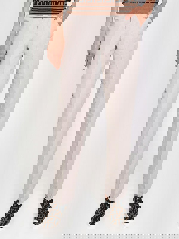 Fendi Kids Fendi Boys Cotton And Linen Trousers in Beige