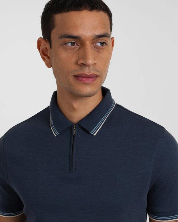 Steel & Jelly Widmore - Zip Polo With Contrast Tipping
