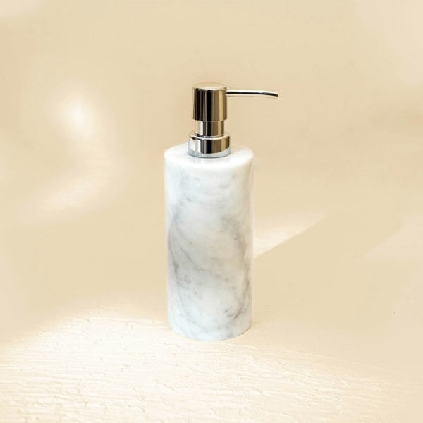 Marble Soap Dispenser With Premium Metal Pump - Coastal Villa Homeware