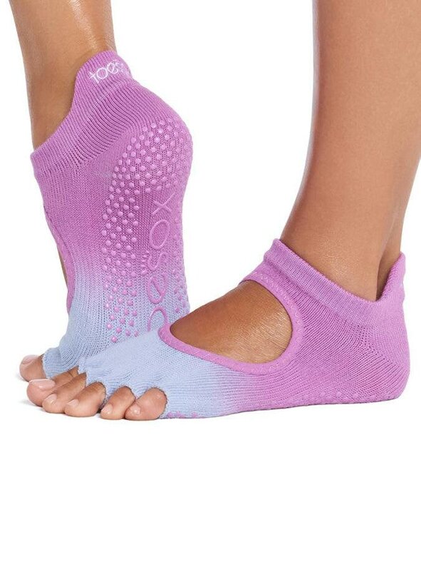 ToeSox Half Toe Bellarina Women's Yoga Grip Socks - Azalea Ombre