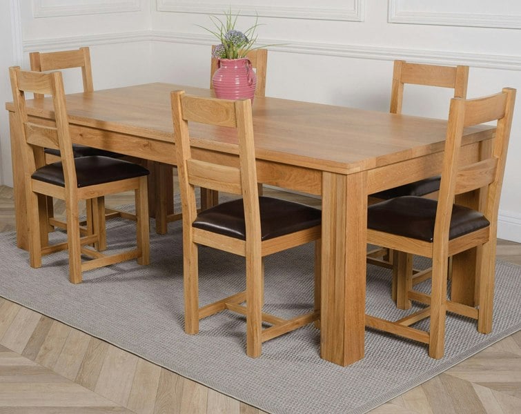 That's Furniture Dakota Extra Large Oak Dining Table with Lincoln Oak Chairs