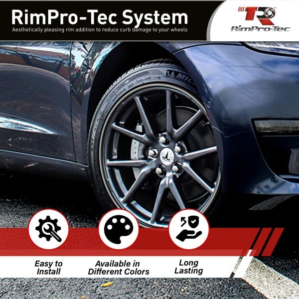 RimPro-Tec Group 4x Black Base's 4x Silver Pinstripe's / RimPro-Tec® Wheelbands™ car wheel styling kit