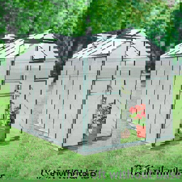 4×6 ft/ 6×6 ft/ 8×6 ft/ 10×6 ft Garden Greenhouse Green Framed with Vent Greenhouses Living and Home 10' × 6' ft Without Base