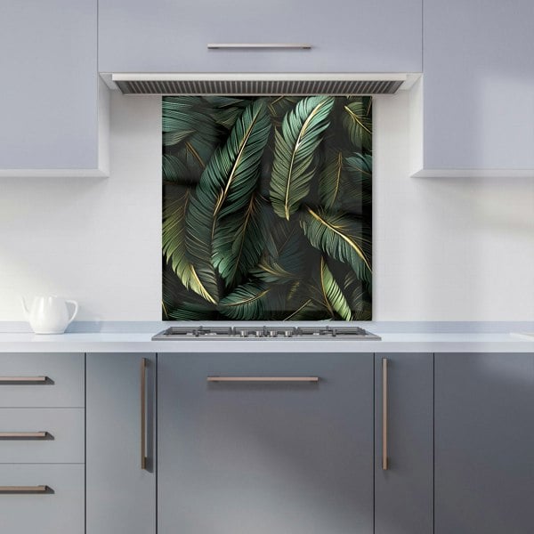 Warren Reed - Designer Green and Gold Leaves Kitchen Splashback