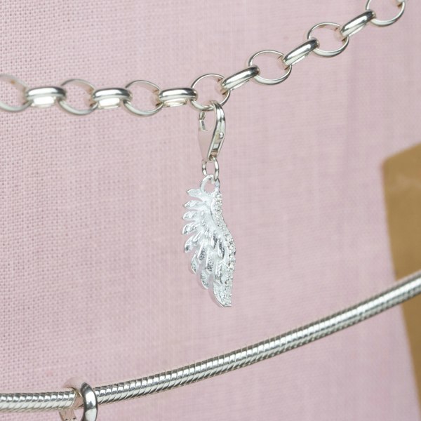 Mylee London Crystal Angel Wing Pendant Charm - Sterling Silver