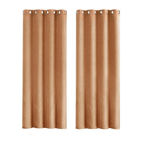 Orange Lined Blackout Eyelet Curtains - 46 x 54 Inch Drop - 2 Panel Image 1