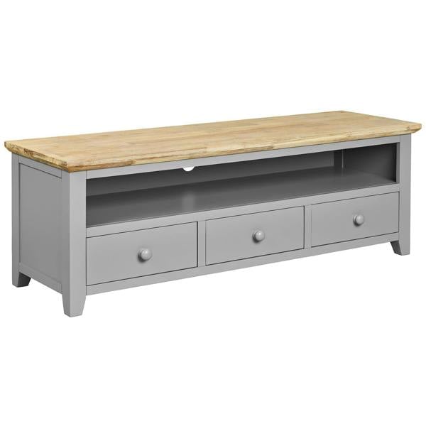 Statement Furniture Florence Large Wooden TV Stand with 3 Drawers and Shelf - Dove Grey
