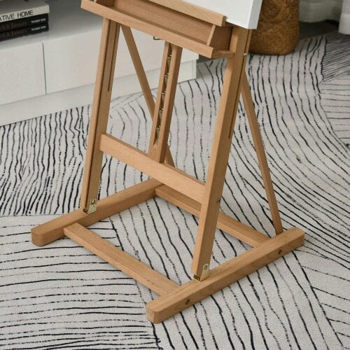 Bobobiy Wooden Easel Stand H-Frame Artist Easel with 171-230cm Adjustable Height and 0-80° Working Angles Beech Wood Art Easel for Displaying