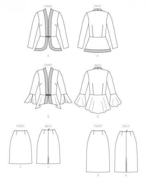 Butterick Sewing Pattern 6821, Jackets, Skirts, Suits for Women, B5 (8-10-12-14-16) - Intermediate