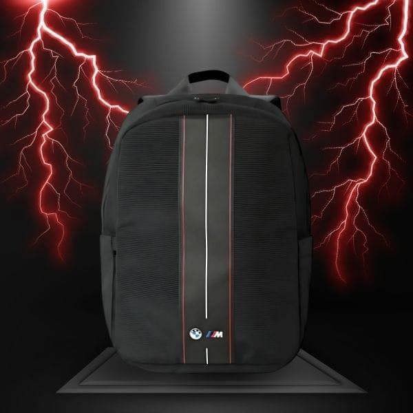 BMW Nylon Red Stripe Backpack for 16" Laptop Black - BMBP15COMPVSKR