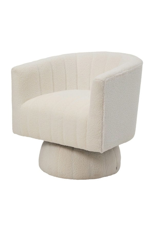 Living and Home White Sherpa Upholstered Swivel Accent Armchair