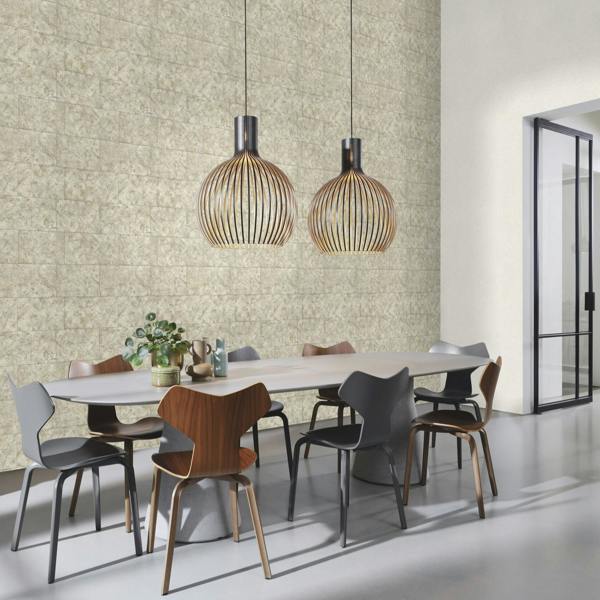Rasch x Tesa Luxora Natural Stone Block Self-Adhesive Peel & Stick Textured Wallpaper, Beige