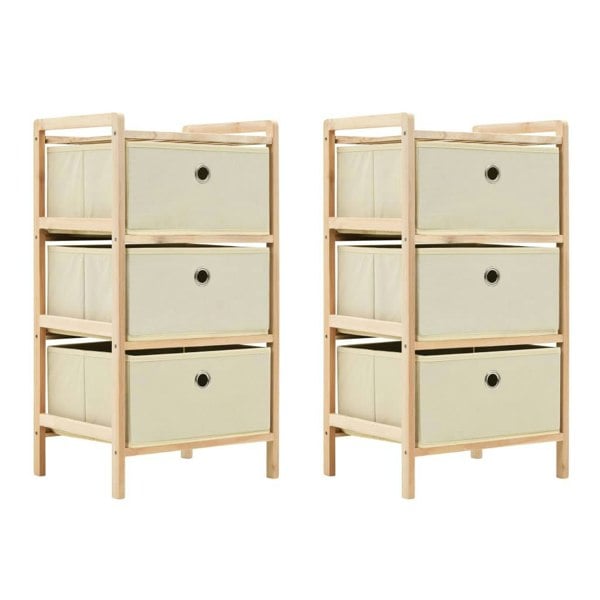 Berkfield Storage Racks with 3 Fabric Baskets 2 pcs Beige Cedar Wood